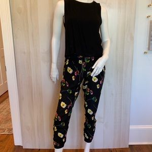 Waverly Grey black floral jogger pant